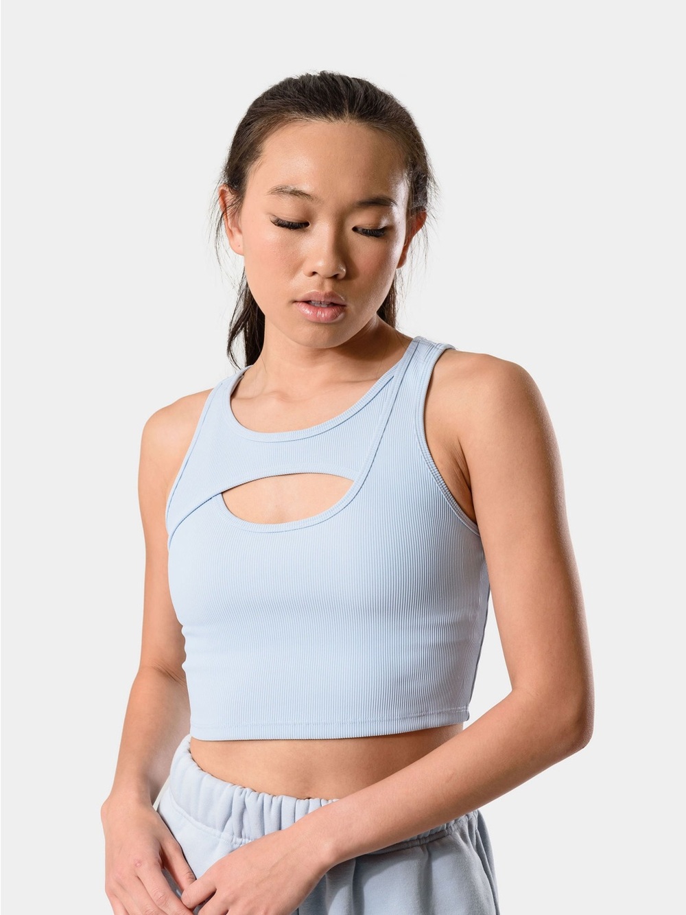 Kamo Fitness Aria Rib Tank Top Bra - Blue (S)